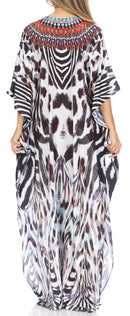 Sakkas  Georgettina Flowy  Rhinestone V Neck Long Caftan Dress / Cover Up