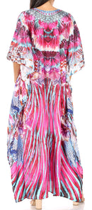 Sakkas  Georgettina Flowy  Rhinestone V Neck Long Caftan Dress / Cover Up