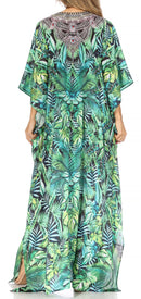 Sakkas  Georgettina Flowy  Rhinestone V Neck Long Caftan Dress / Cover Up