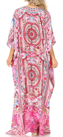 Sakkas  Georgettina Flowy  Rhinestone V Neck Long Caftan Dress / Cover Up