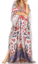 Sakkas  Georgettina Flowy  Rhinestone V Neck Long Caftan Dress / Cover Up