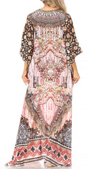 Sakkas  Georgettina Flowy  Rhinestone V Neck Long Caftan Dress / Cover Up