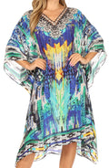 Sakkas MiuMiu Ligthweight Summer Printed Short Caftan Dress / Cover Up#color_BlueMulti