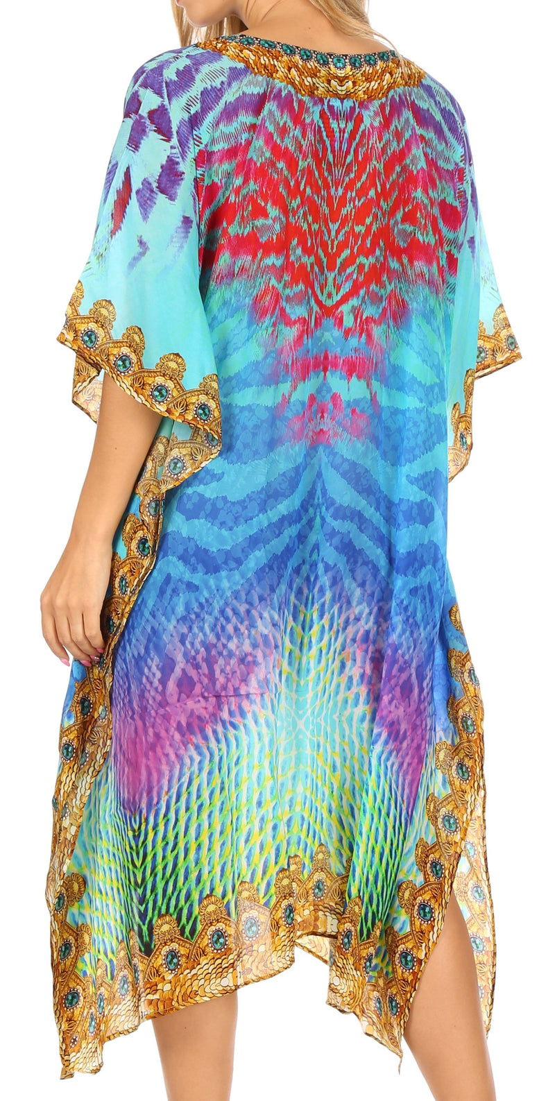 Sakkas MiuMiu Ligthweight Summer Printed Short Caftan Dress / Cover Up