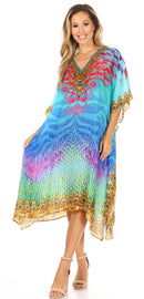 Sakkas MiuMiu Ligthweight Summer Printed Short Caftan Dress / Cover Up