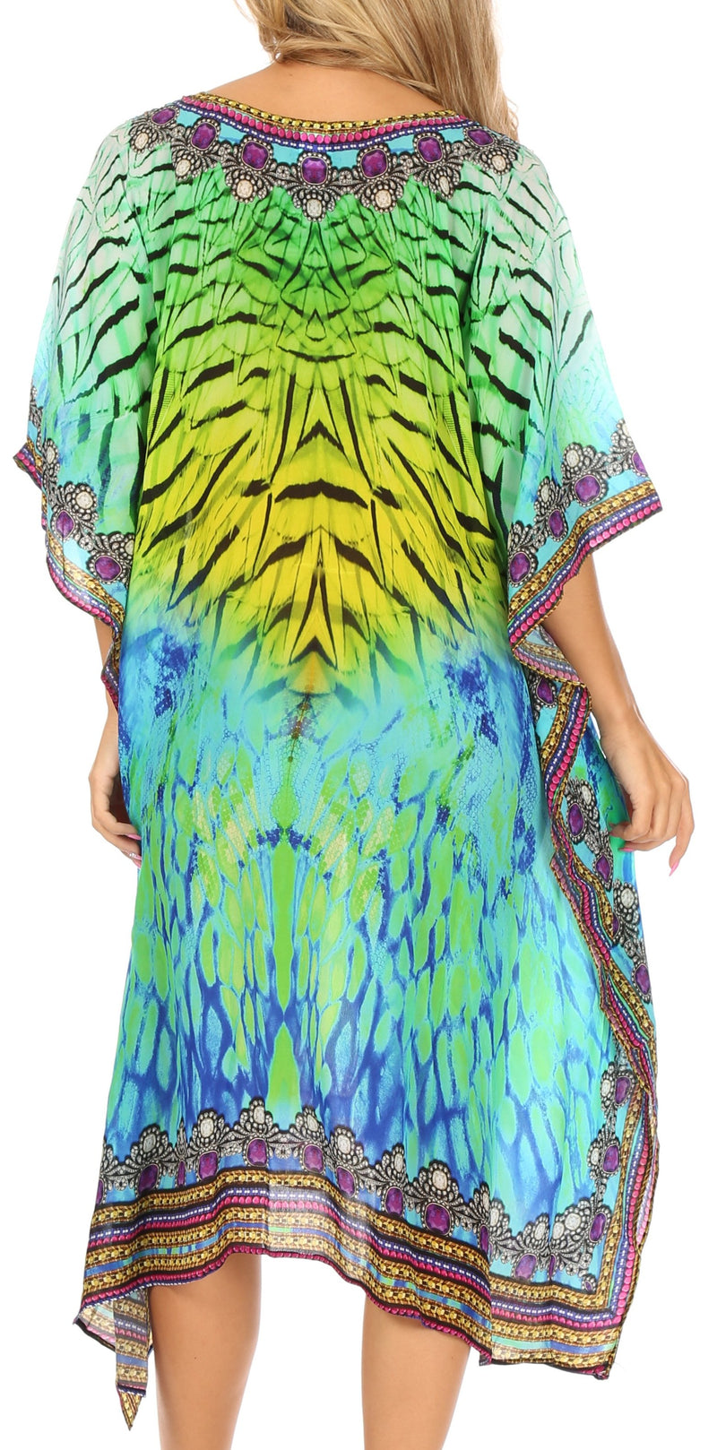 Sakkas MiuMiu Ligthweight Summer Printed Short Caftan Dress / Cover Up