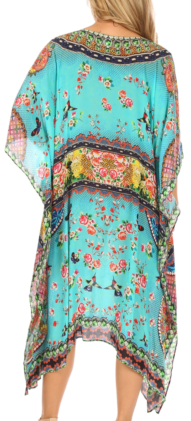 Sakkas MiuMiu Ligthweight Summer Printed Short Caftan Dress / Cover Up