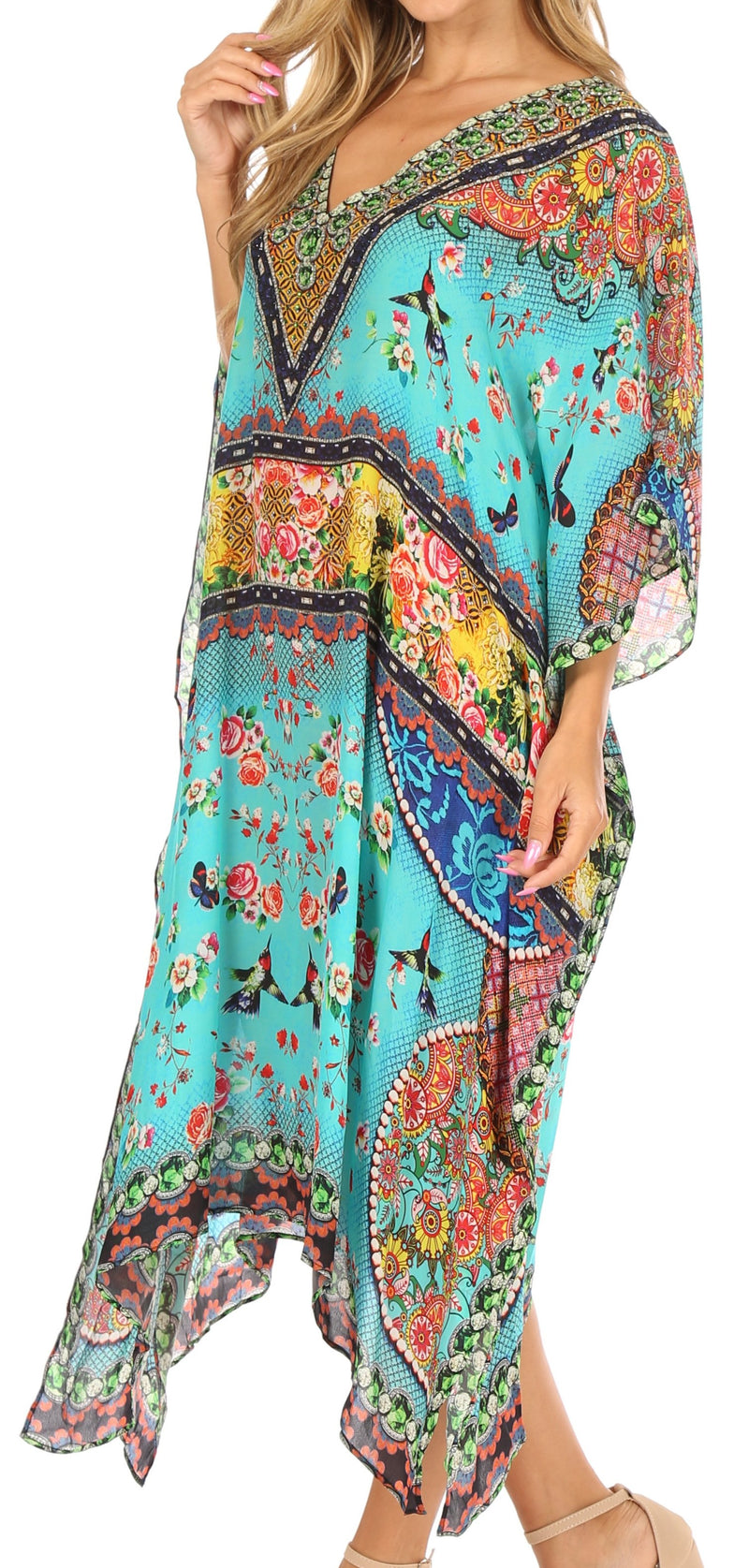 Sakkas MiuMiu Ligthweight Summer Printed Short Caftan Dress / Cover Up