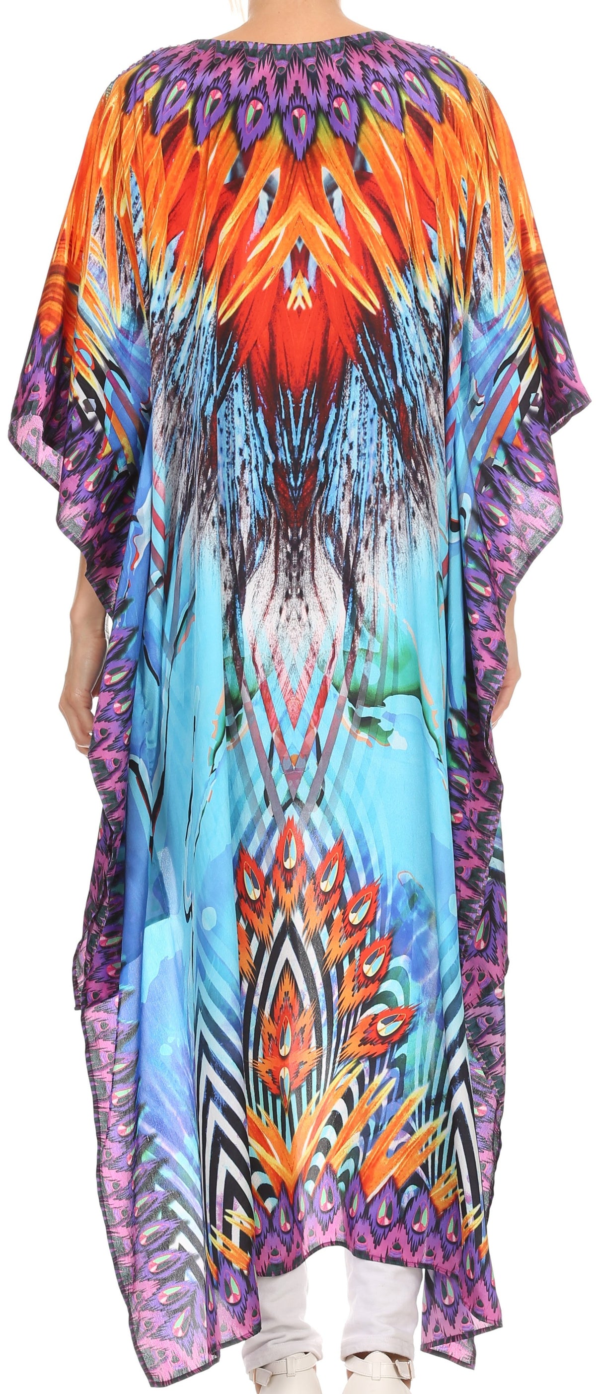 Sakkas Laisson Flowy Hi Low Caftan Rhinestone Boxy V Neck Sakkas Laisson Flowy Hi Low Caftan Rhinestone Boxy V Neck