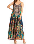 Sakkas Sofia Women's Spaghetti Strap V-neck Floral Print Summer Casual Maxi Dress#color_408
