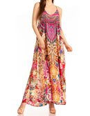 Sakkas Sofia Women's Spaghetti Strap V-neck Floral Print Summer Casual Maxi Dress