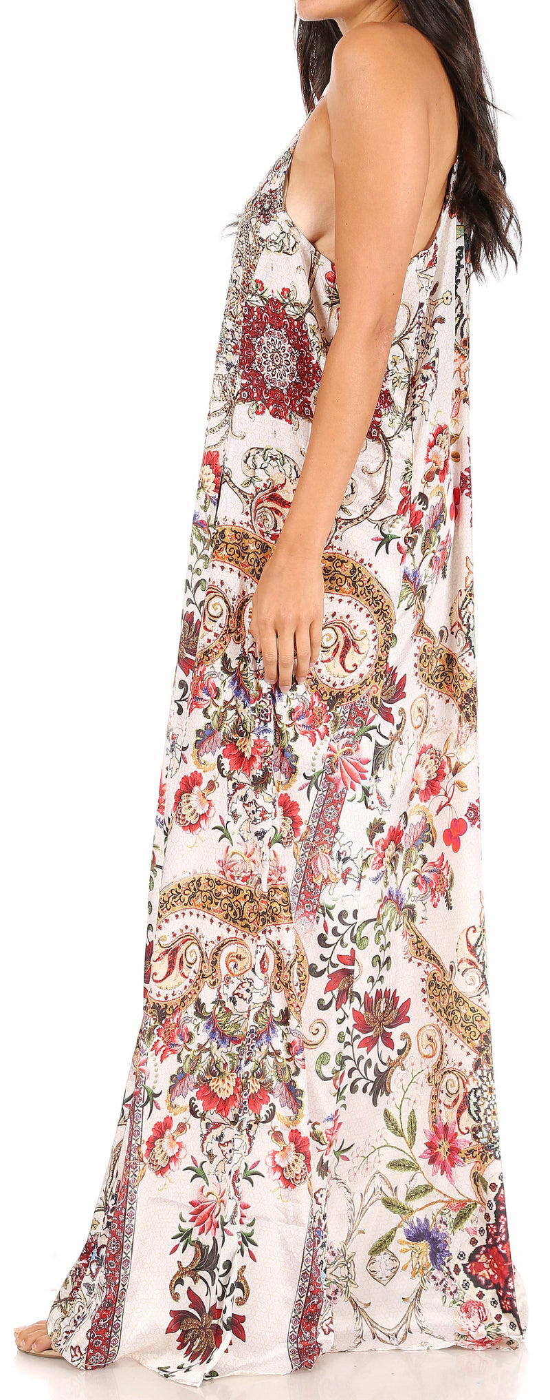 Sakkas Sofia Women's Spaghetti Strap V-neck Floral Print Summer Casual Maxi Dress