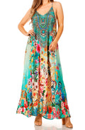 Sakkas Sofia Women's Spaghetti Strap V-neck Floral Print Summer Casual Maxi Dress#color_500