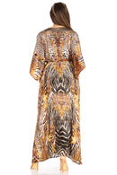 Sakkas Maribel Women's Maxi Caftan Dress Short Sleeves V Neck Long Loose Casual