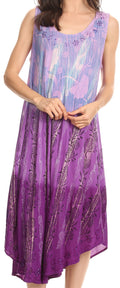 Sakkas Alicia Ombre Vine Print Batik Dress / Cover Up with Sequins and Embroidery#color_LightPurple