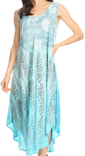 Sakkas Alicia Ombre Vine Print Batik Dress / Cover Up with Sequins and Embroidery#color_Turquoise