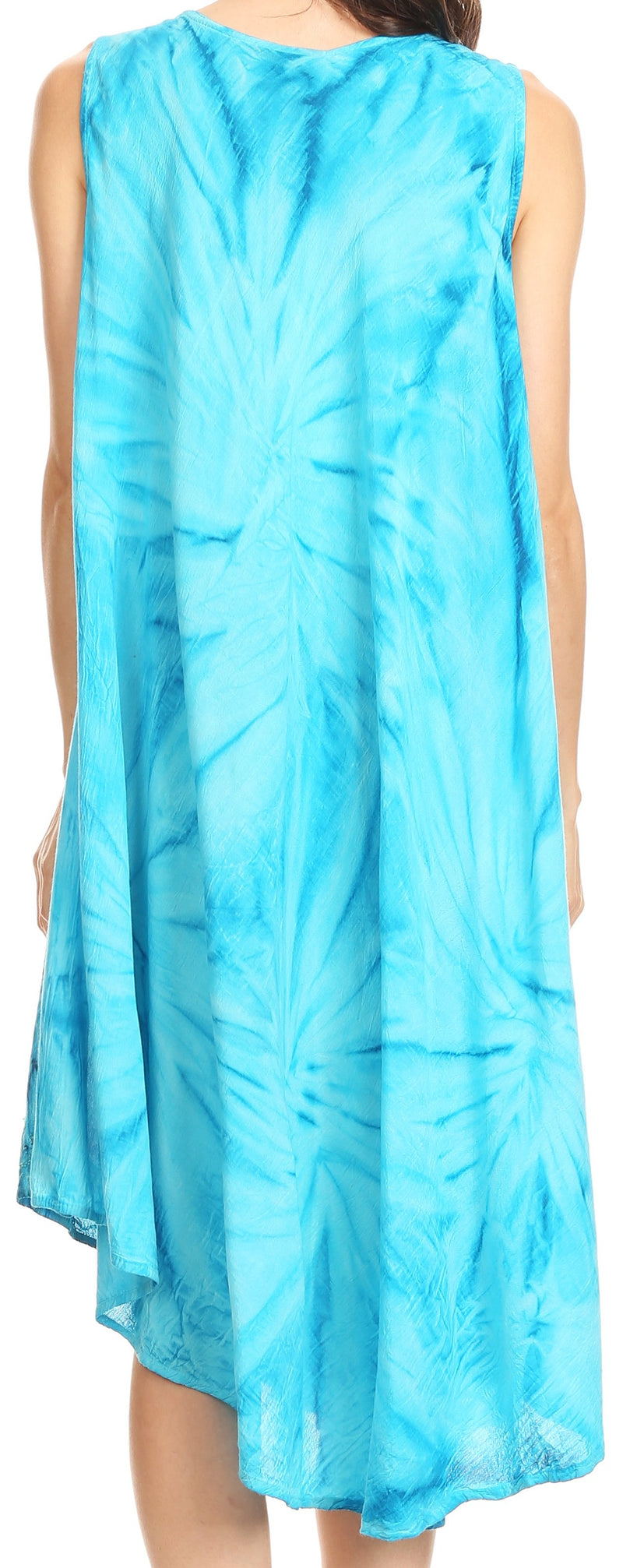 Sakkas Mariana Tie Dye Vine Print Dress / Cover Up with Sequins and Embroidery