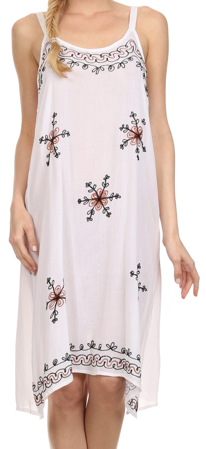 Sakkas Lucy Embroidered Hearts and Snowflakes Short Dress /Cover Up