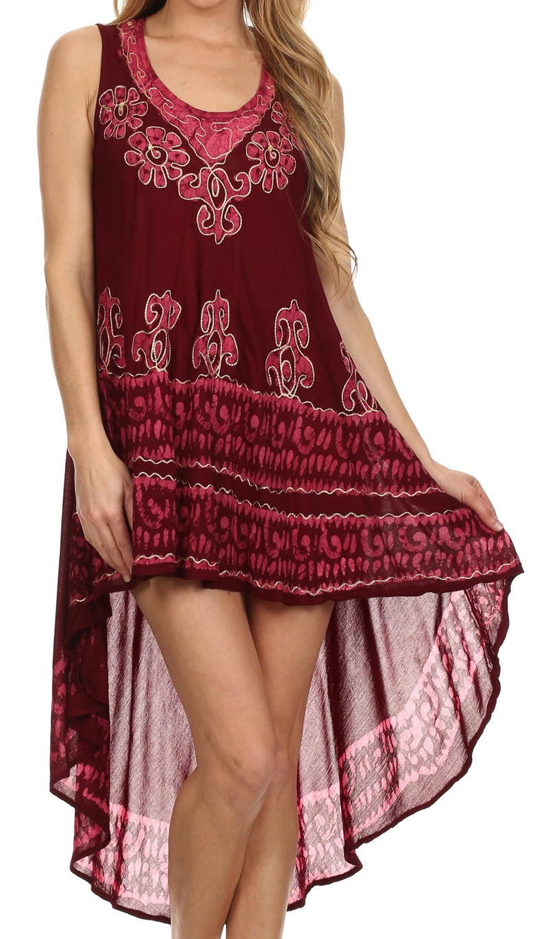 Sakkas Lily Luau Flower Embroidered High Low Dress