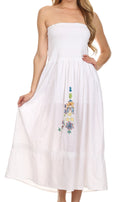 Sakkas Elsie Floral Embroidered Cotton Tube Top Dress