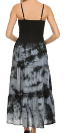 Sakkas Ashley Tie Dye Adjustable Spaghetti Strap Crochet Lace Trim Cotton Dress