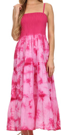 Sakkas Ashley Tie Dye Adjustable Spaghetti Strap Crochet Lace Trim Cotton Dress