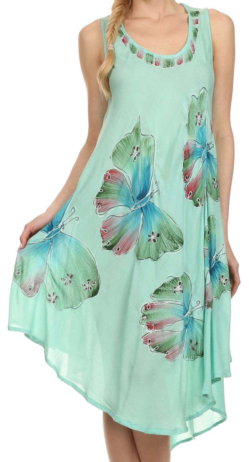 Sakkas Bailey Spring Butterfly Embroidered Caftan Dress / Cover Up