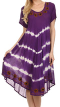 Sakkas Audrey Tie Dye Flower Embroidery Caftan Dress / Cover Up