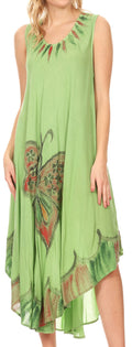Sakkas Keola Women's Maxi Caftan Bathing Suit Cover Up Summer Dress Sleeveless#color_Green 