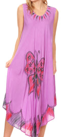 Sakkas Keola Women's Maxi Caftan Bathing Suit Cover Up Summer Dress Sleeveless#color_Purple 