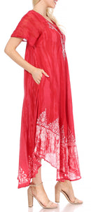Sakkas Devora Women's Maxi NightGown Caftan Kaftan Dress Tie Dye Batik & Corset