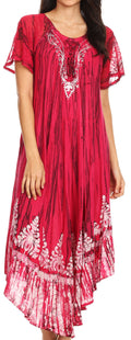 Sakkas Devora Women's Maxi NightGown Caftan Kaftan Dress Tie Dye Batik & Corset#color_FuchsiaNavy