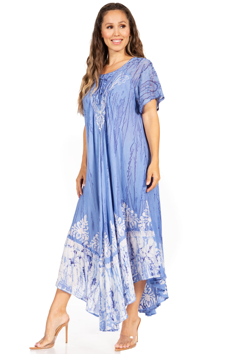 Sakkas Devora Women's Maxi NightGown Caftan Kaftan Dress Tie Dye Batik