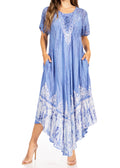 Sakkas Devora Women's Maxi NightGown Caftan Kaftan Dress Tie Dye Batik & Corset#color_SkyBlue