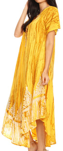 Sakkas Devora Women's Maxi NightGown Caftan Kaftan Dress Tie Dye Batik & Corset