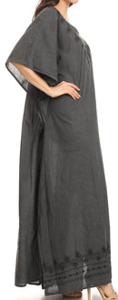 Sakkas Favi Womens Casual Long Maxi Dress Caftan Cover Up Loungewear in Cotton