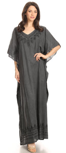 Sakkas Favi Womens Casual Long Maxi Dress Caftan Cover Up Loungewear in Cotton