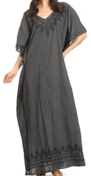 Sakkas Favi Womens Casual Long Maxi Dress Caftan Cover Up Loungewear in Cotton