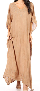 Sakkas Favi Womens Casual Long Maxi Dress Caftan Cover Up Loungewear in Cotton