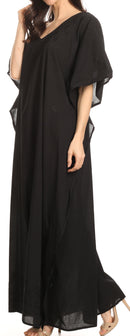 Sakkas Favi Womens Casual Long Maxi Dress Caftan Cover Up Loungewear in Cotton