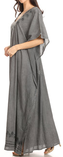 Sakkas Favi Womens Casual Long Maxi Dress Caftan Cover Up Loungewear in Cotton