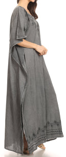 Sakkas Favi Womens Casual Long Maxi Dress Caftan Cover Up Loungewear in Cotton