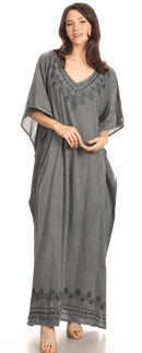 Sakkas Favi Womens Casual Long Maxi Dress Caftan Cover Up Loungewear in Cotton