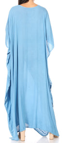 Sakkas Favi Womens Casual Long Maxi Dress Caftan Cover Up Loungewear in Cotton