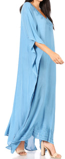 Sakkas Favi Womens Casual Long Maxi Dress Caftan Cover Up Loungewear in Cotton