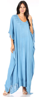 Sakkas Favi Womens Casual Long Maxi Dress Caftan Cover Up Loungewear in Cotton