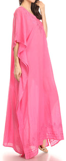 Sakkas Favi Womens Casual Long Maxi Dress Caftan Cover Up Loungewear in Cotton