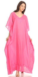 Sakkas Favi Womens Casual Long Maxi Dress Caftan Cover Up Loungewear in Cotton