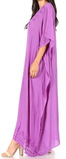 Sakkas Favi Womens Casual Long Maxi Dress Caftan Cover Up Loungewear in Cotton