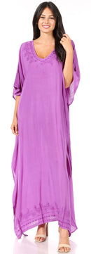 Sakkas Favi Womens Casual Long Maxi Dress Caftan Cover Up Loungewear in Cotton